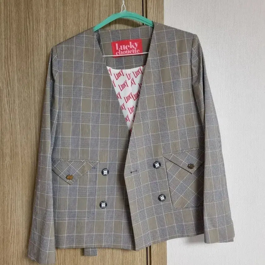 [BUNJANG] Lucky Chouette Check Double Button Jacket / 럭키슈에뜨 체크 자켓