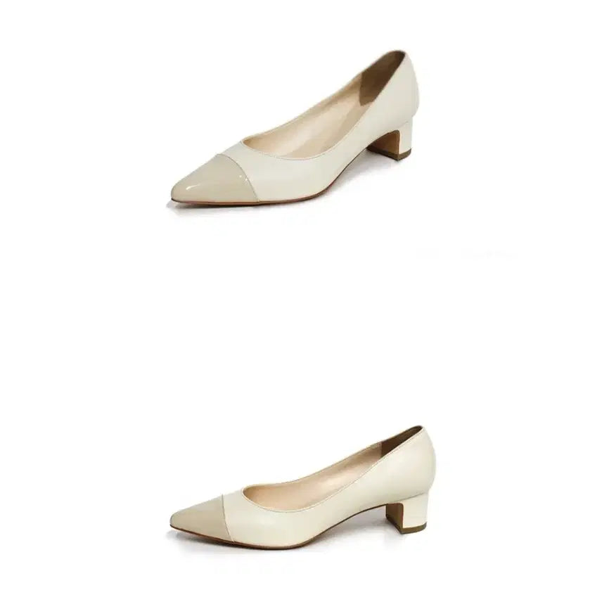 [BUNJANG] BlancShoe Half Moon Ivory Plain Heels / 블랑쇼 하프문 아이보리 플레인 220
