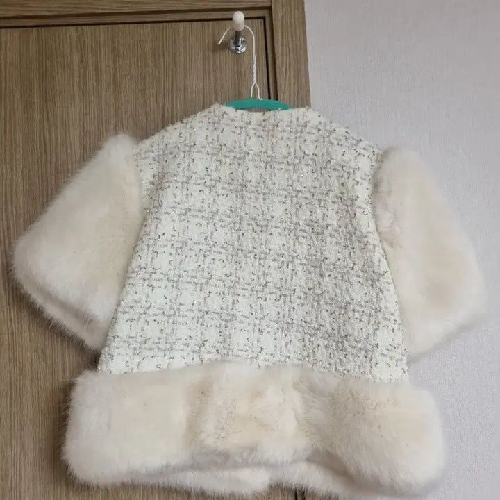[BUNJANG] Postmonition Tweed Fur Jacket Ivory / 포스트모니션 트위드 퍼 자켓 아이보리