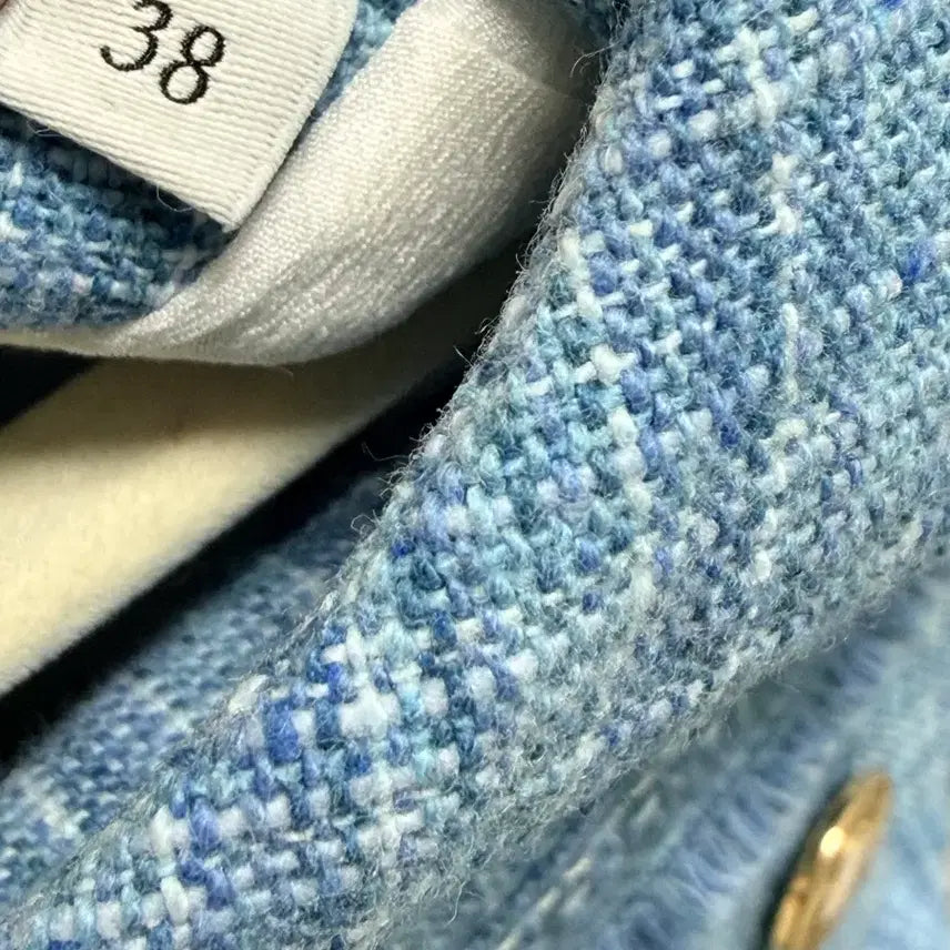 [BUNJANG] Sandro Blue Tweed Short Sleeve Dress / 산드로 블루 트위드 반팔 원피스