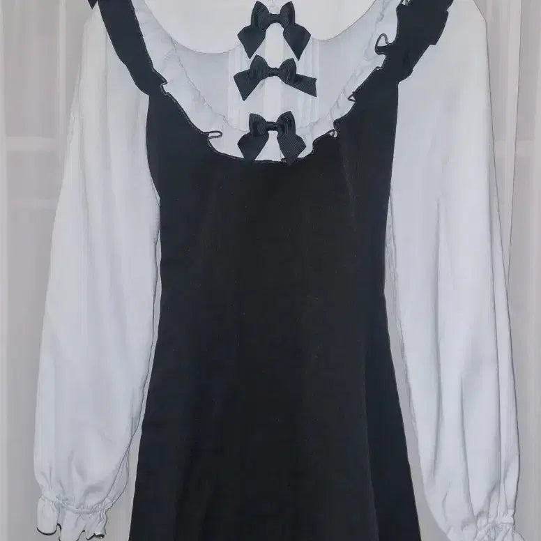 [BUNJANG] Secret Honey 3-Ribbon Blouse Setup Layered Jiregy style / 택포) 시크릿허니 3리본 블라우스 셋업 레이어드 양산형 지뢰계