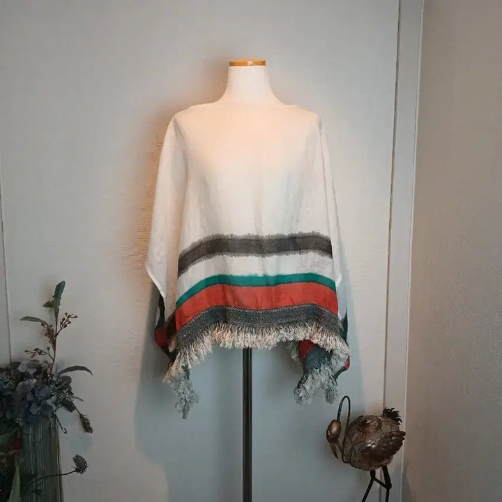 [BUNJANG] Bonomano &amp; Ferrari Linen Pancho Shawl / 이태리 명품 보나마노 앤 페라리  고급판초숄/판초/린넨판초숄/프리사이즈