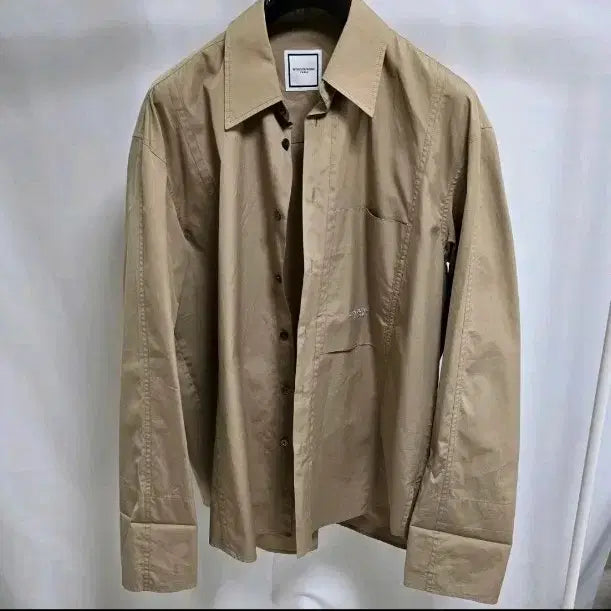 [BUNJANG] Wooyoungmi Brown Shirt Square Tab Detail / 우영미 브라운셔츠 스퀘어탭