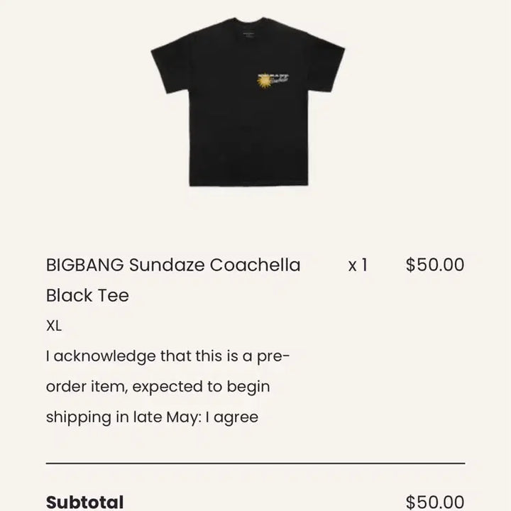 [BUNJANG] Bigbang Coachella Sundays T-Shirt (XL) / 코첼라 빅뱅 선데이즈 티셔츠 블랙(XL)