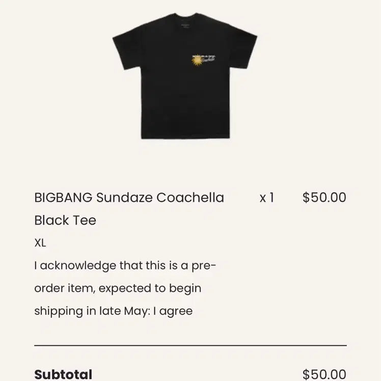 [BUNJANG] Bigbang Coachella Sundays T-Shirt (XL) / 코첼라 빅뱅 선데이즈 티셔츠 블랙(XL)