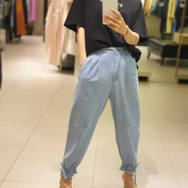 [BUNJANG] Ozssecon Denim Jogger Pants Size 38 (Waist Altered) / 오즈세컨  데님 조거 팬츠 38사이즈 새상품(허리수선)