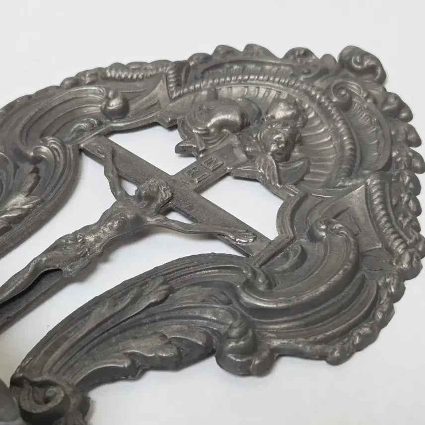 [BUNJANG] 1970s German Antique Pew Holy Water Font Catholic Sacrament / 70년대 독일 앤틱 주석 성수대 독일 가톨릭 천주교 성물