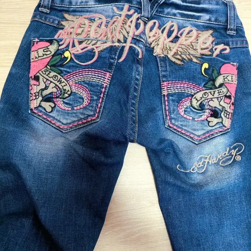 [BUNJANG] Red Pepper x Ed Hardy Low-Rise Skinny Jeans / 기간할인) 레드 페퍼/에드하디 콜라보 로우라이즈 스키니진