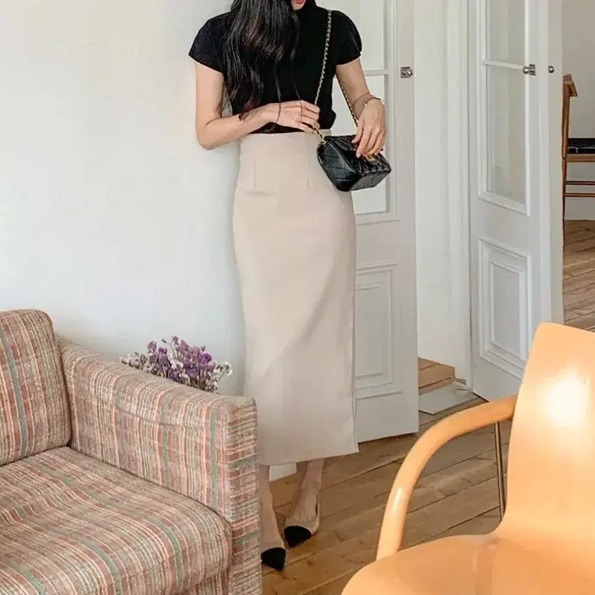 [BUNJANG] H-Line Beige Long Skirt / (새상품) H라인 베이지 롱스커트