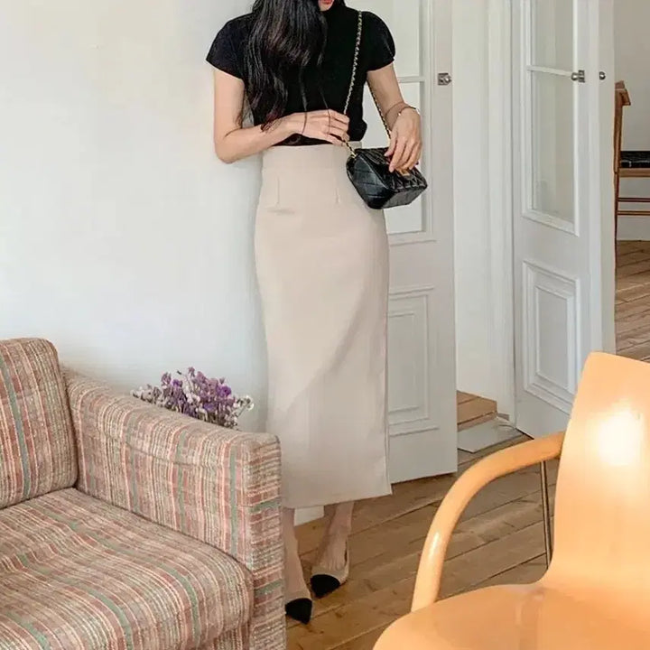 [BUNJANG] H-Line Beige Long Skirt / (새상품) H라인 베이지 롱스커트