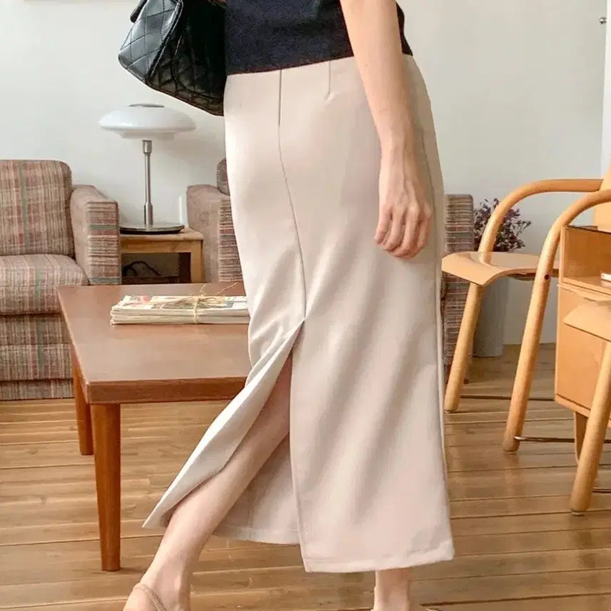 [BUNJANG] H-Line Beige Long Skirt / (새상품) H라인 베이지 롱스커트
