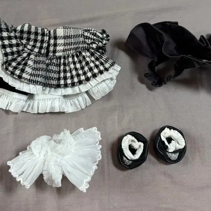 [BUNJANG] Dreamy Ribbon 2 Plaid 20cm Doll Clothes / 솜인형 드리미리본2 플레이드