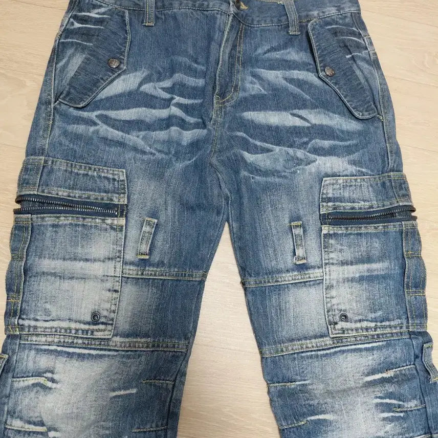 [BUNJANG] Vintage Washed Cargo Multi-Pocket Detail Pants / 빈티지 카고 워싱 멀티포켓 디테일 팬츠