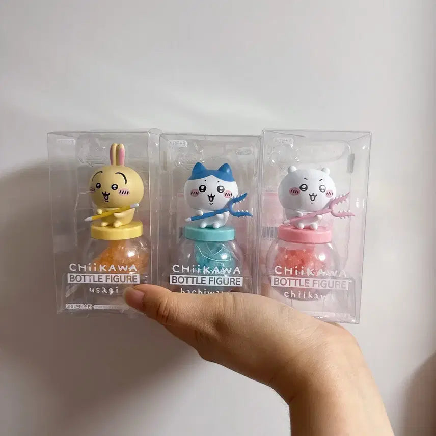 [BUNJANG] Chiikawa Bottle Figure Set - Usagi, Hachiware, Chiikawa / [일괄] 치이카와 먼작귀 보틀 피규어 우사기/하치와레/치이카와 세트