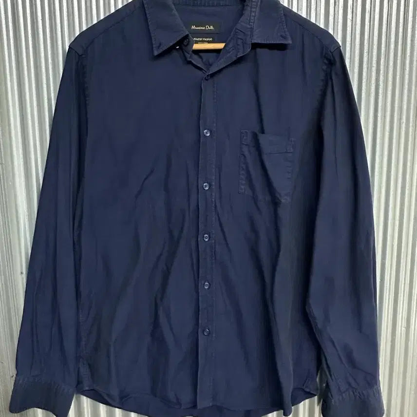 [BUNJANG] Massimo Dutti Navy Solid Long Sleeve Shirt / (L) 마시모두띠 네이비 솔리드 긴팔 셔츠 Massimo Dutti