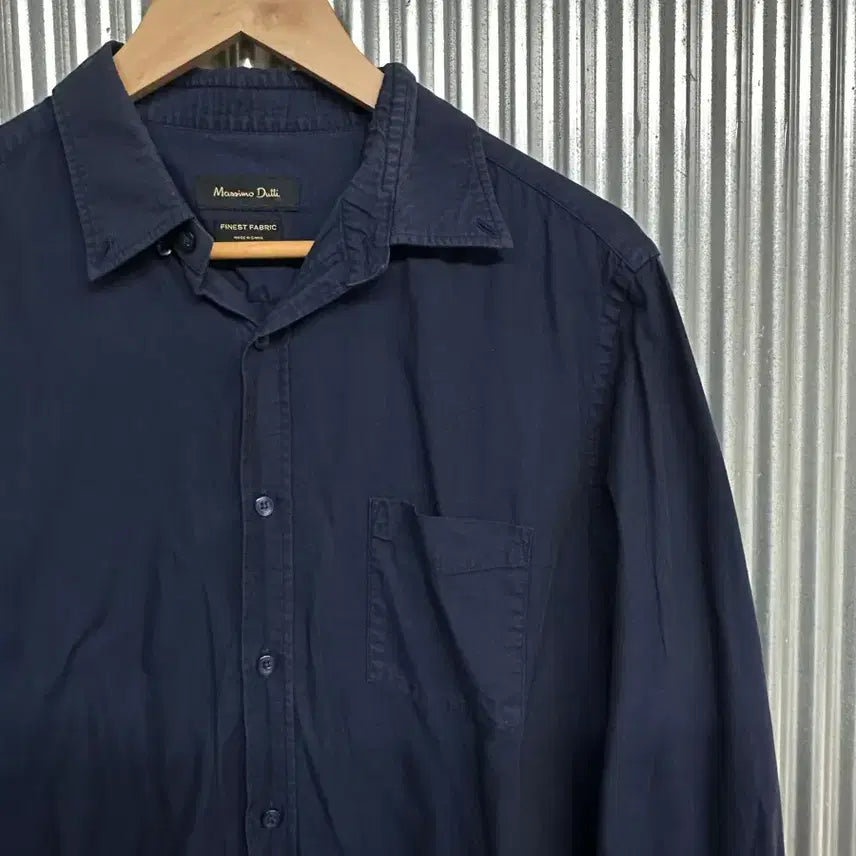 [BUNJANG] Massimo Dutti Navy Solid Long Sleeve Shirt / (L) 마시모두띠 네이비 솔리드 긴팔 셔츠 Massimo Dutti