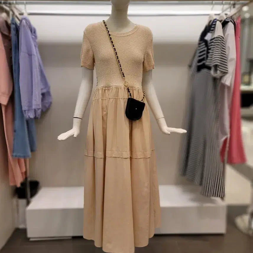 [BUNJANG] Ozhcoat Knit Top Long Dress Mini Bag Set Size 66 / 오즈세컨 니트 상의 롱 원피스 미니백 세트 66사이즈