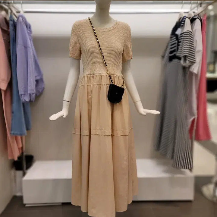 [BUNJANG] Ozhcoat Knit Top Long Dress Mini Bag Set Size 66 / 오즈세컨 니트 상의 롱 원피스 미니백 세트 66사이즈