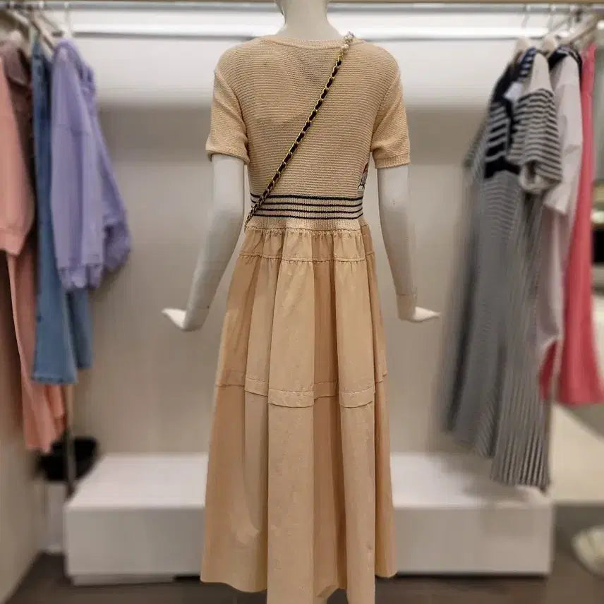 [BUNJANG] Ozhcoat Knit Top Long Dress Mini Bag Set Size 66 / 오즈세컨 니트 상의 롱 원피스 미니백 세트 66사이즈