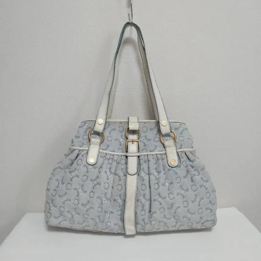 [BUNJANG] Celine Triomphe Sky Blue Canvas Shoulder Bag / [정품] 셀린느 트리오페 스카이블루 캔버스 숄더백