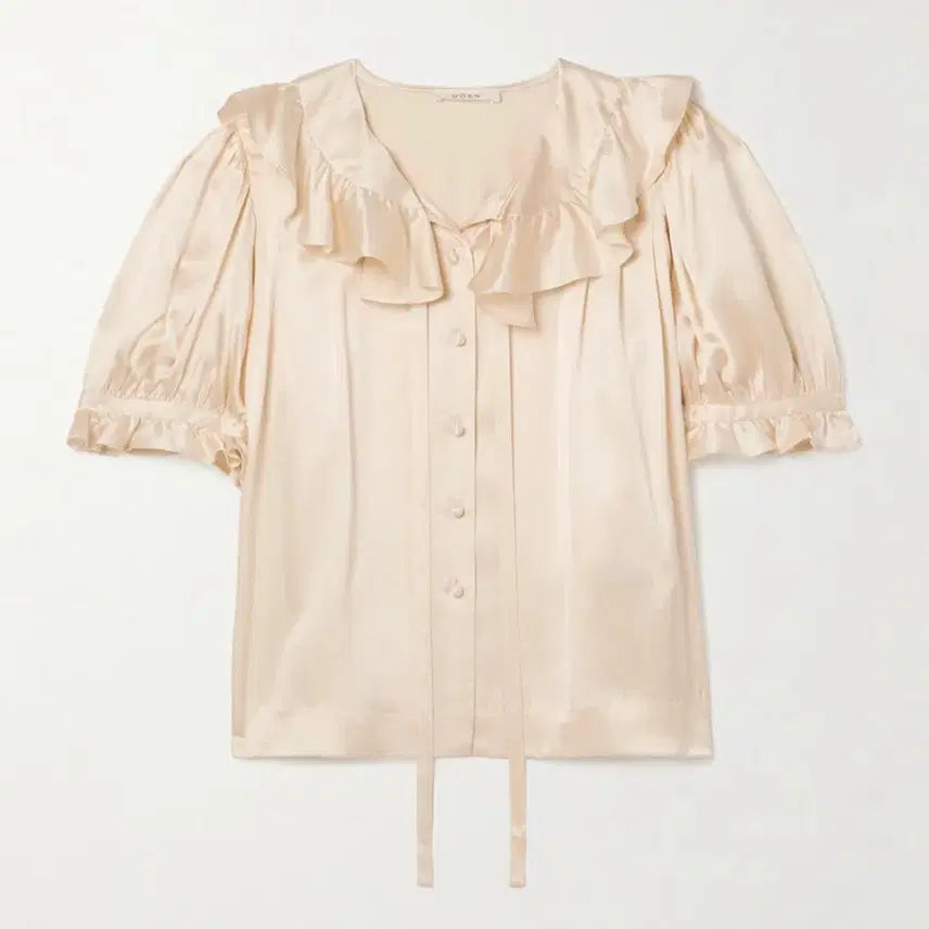 [BUNJANG] DOEN 100% Silk Frill Ribbon Detail Blouse M / 이번주만 가격인하 (새상품)DOEN 도엔 실크 블라우스 (100%)최종가