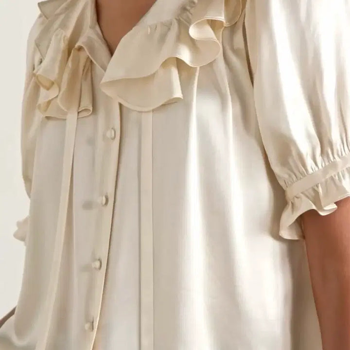 [BUNJANG] DOEN 100% Silk Frill Ribbon Detail Blouse M / 이번주만 가격인하 (새상품)DOEN 도엔 실크 블라우스 (100%)최종가