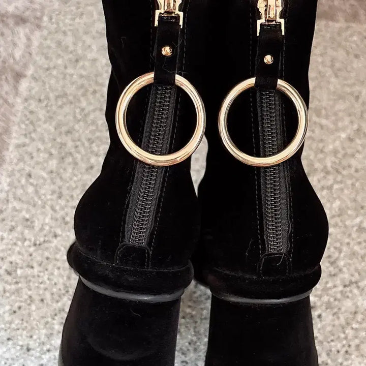 [BUNJANG] Reike Nen Black Suede Ankle Boots / Reike nen 레이크넨 블랙 스웨이드 앵클부츠 6cm 225