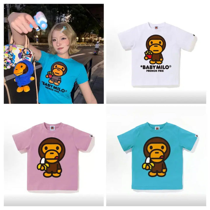 [BUNJANG] BAPE Kids Milo Graphic T-Shirt / (해외/120-160) 베이프 키즈 2종 베이비 마일로 반팔 구매대행