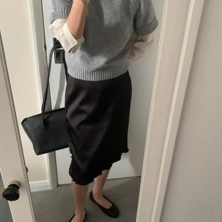 [BUNJANG] Satin Frill Skirt / (새상품) 프릴 새틴 스커트
