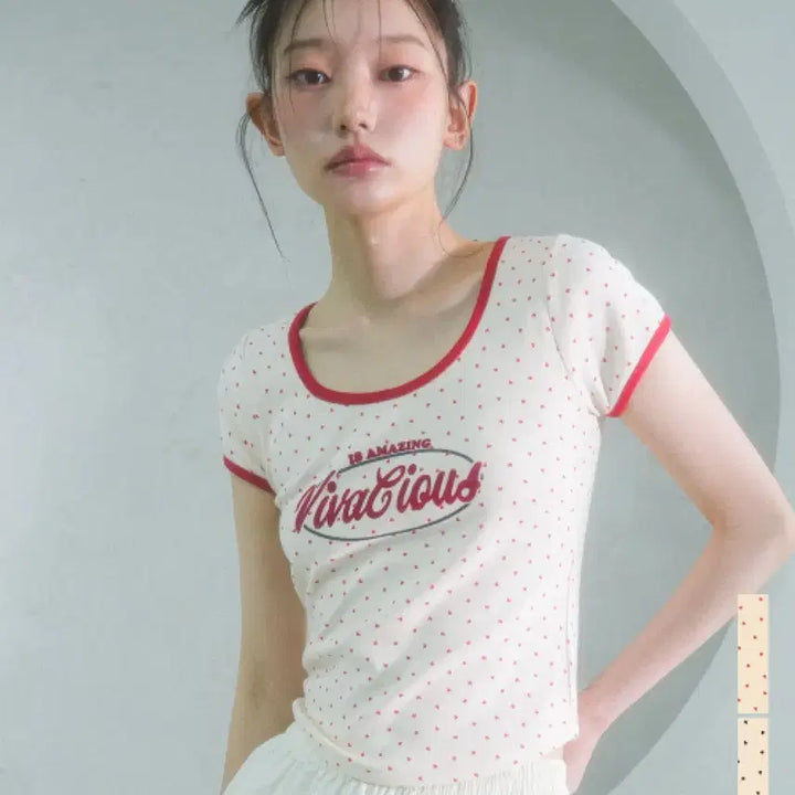 [BUNJANG] Vivascious Mini Dot Heart T-shirt / 비바셔스 미니 도트 무늬 하트티 y2k 갸루 스타일