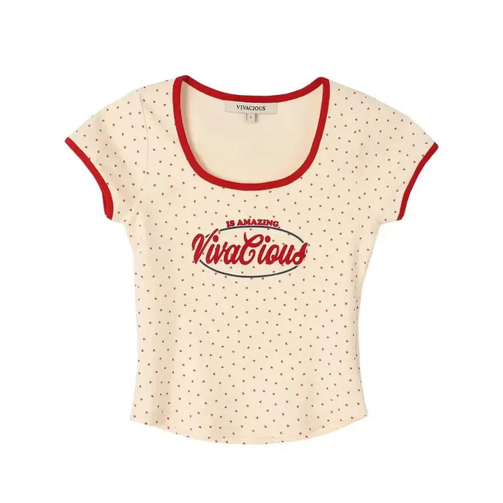 [BUNJANG] Vivascious Mini Dot Heart T-shirt / 비바셔스 미니 도트 무늬 하트티 y2k 갸루 스타일