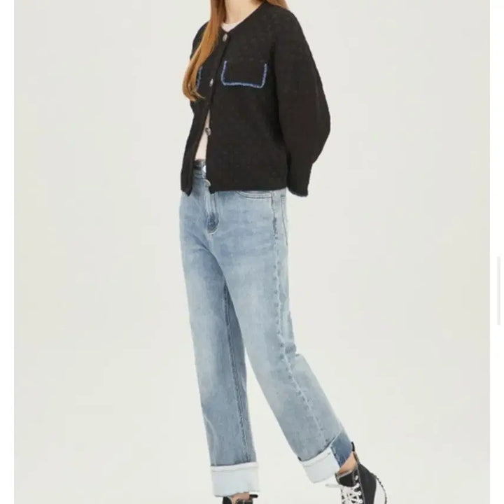 [BUNJANG] Benetton Denim Fringe Tweed Cardigan / 베네통 23fw 데님 프린지 트위드 가디건 free