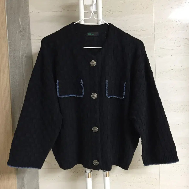 [BUNJANG] Benetton Denim Fringe Tweed Cardigan / 베네통 23fw 데님 프린지 트위드 가디건 free