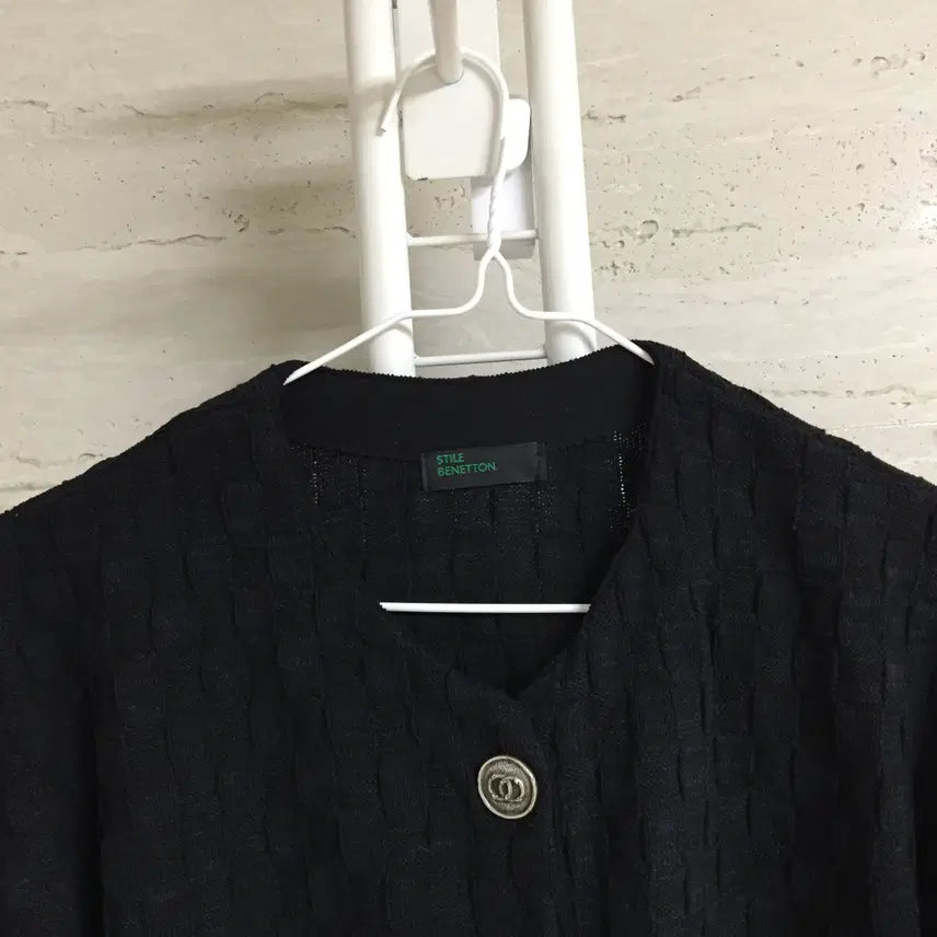 [BUNJANG] Benetton Denim Fringe Tweed Cardigan / 베네통 23fw 데님 프린지 트위드 가디건 free