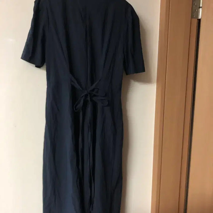 [BUNJANG] Flove Fleur Dress Long Navy Dress / 플로브 22년 플뢰르 드레스 롱 원피스 반팔 퍼프 벌룬 네이비 리본하객룩