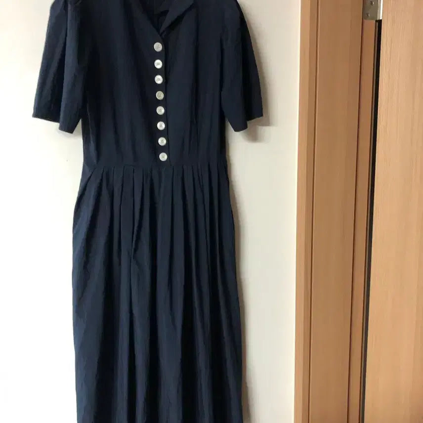 [BUNJANG] Flove Fleur Dress Long Navy Dress / 플로브 22년 플뢰르 드레스 롱 원피스 반팔 퍼프 벌룬 네이비 리본하객룩