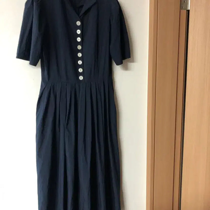 [BUNJANG] Flove Fleur Dress Long Navy Dress / 플로브 22년 플뢰르 드레스 롱 원피스 반팔 퍼프 벌룬 네이비 리본하객룩