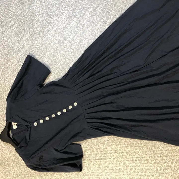 [BUNJANG] Flove Fleur Dress Long Navy Dress / 플로브 22년 플뢰르 드레스 롱 원피스 반팔 퍼프 벌룬 네이비 리본하객룩