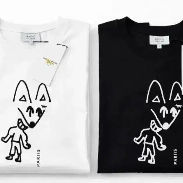 [BUNJANG] Maison Kitsune T-shirt / 메종키츠네 반팔티 화이트/블랙