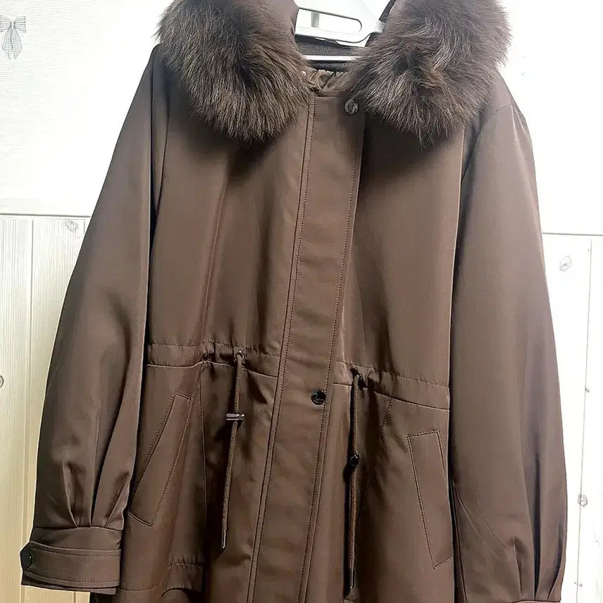 [BUNJANG] Fox Fur Brown Hooded Padded Jacket / 폭스퍼 브라운 후드 패딩 F (55~66) / 새상품급
