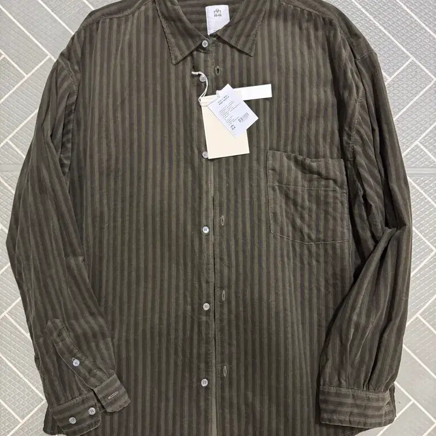 [BUNJANG] Polytelu Loose Striped Shirt Corduroy Green / 4) 폴리테루 루즈드 스트라이프 셔츠 라이트 코듀로이 그린