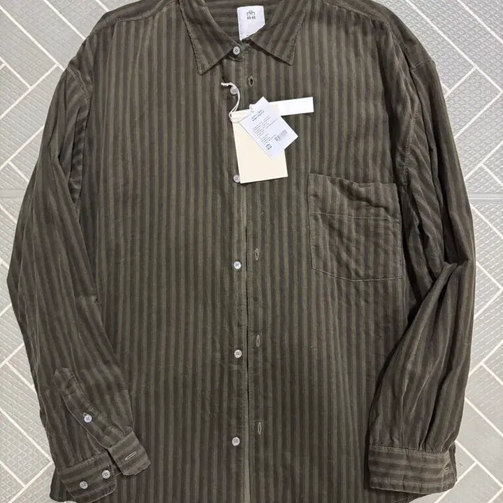 [BUNJANG] Polytelu Loose Striped Shirt Corduroy Green / 4) 폴리테루 루즈드 스트라이프 셔츠 라이트 코듀로이 그린