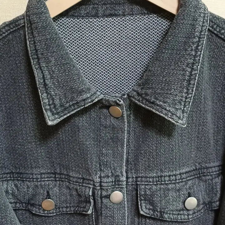 [BUNJANG] Black Denim Cropped Jacket / 크롭 데님 워싱 블랙진 자켓