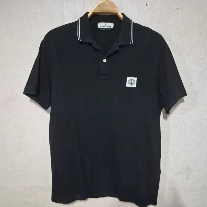 [BUNJANG] Stone Island Black Collar Short Sleeve T-Shirt XXL / 스톤아일랜드 블랙 카라 반팔티 (xxl)