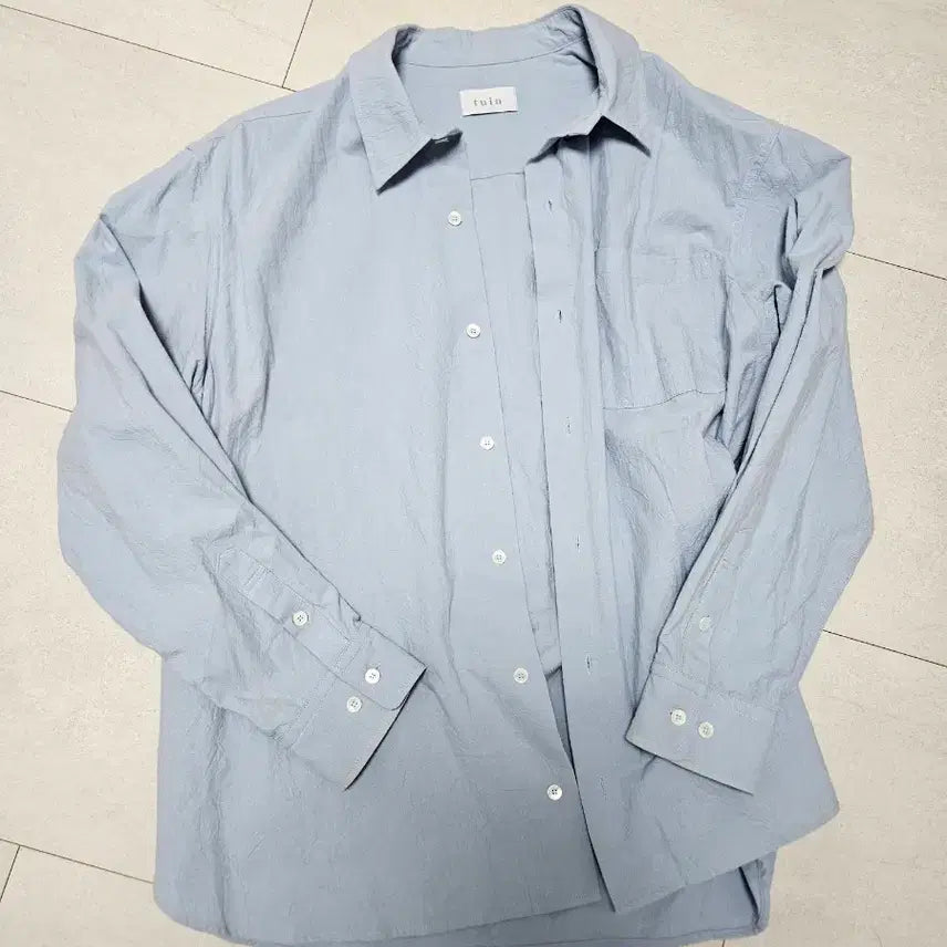 [BUNJANG] tuin Cloud Shirt Crinkle Cotton Sky Blue Size 1 / 투인tuin 셔츠