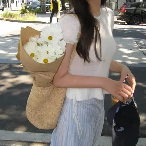 [BUNJANG] Ondemin Pure Soft Knit Ivory Short Sleeve / 온드민 pure soft knit 아이보리