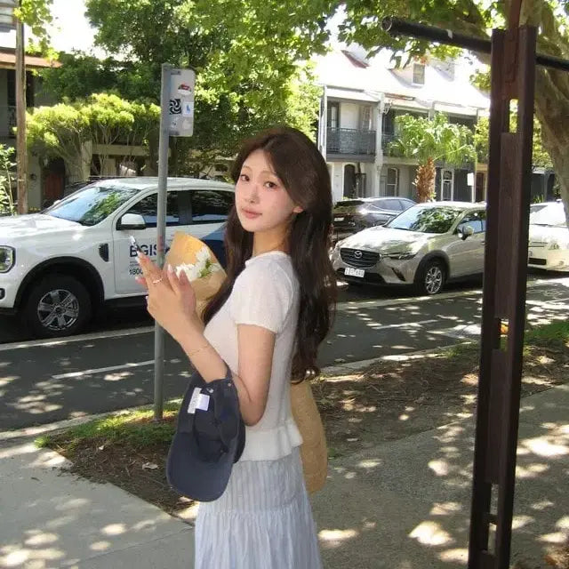 [BUNJANG] Ondemin Pure Soft Knit Ivory Short Sleeve / 온드민 pure soft knit 아이보리