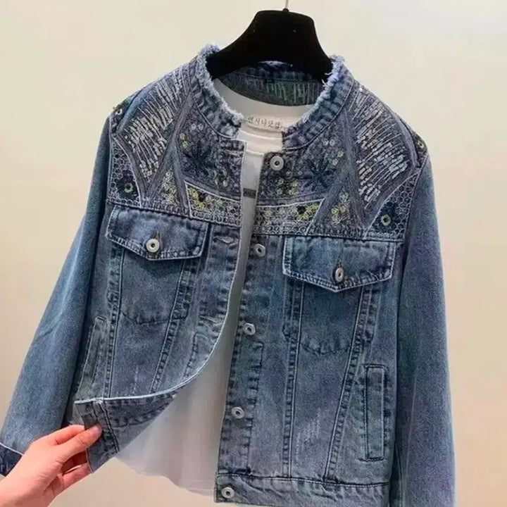 [BUNJANG] Generic Denim Jacket with Punching Detail (Size S) / 자켓 데님 청자켓 펀칭 장식 S사이즈