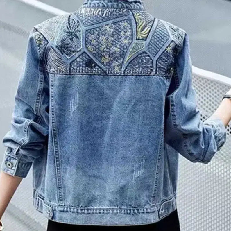 [BUNJANG] Generic Denim Jacket with Punching Detail (Size S) / 자켓 데님 청자켓 펀칭 장식 S사이즈
