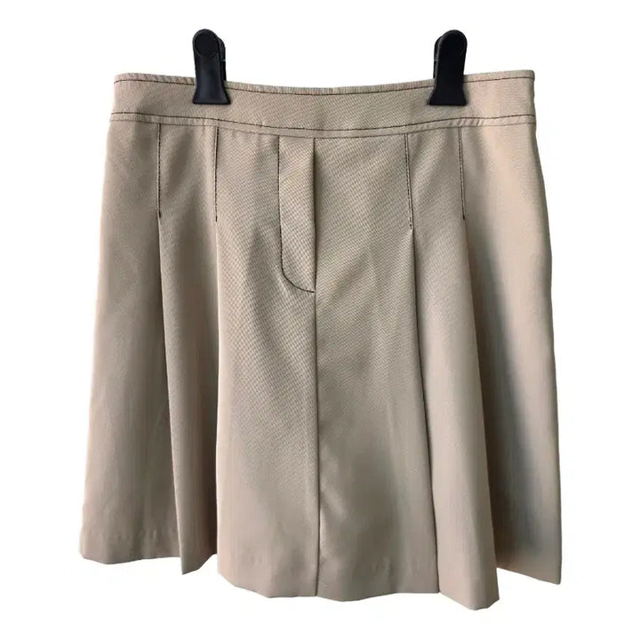 [BUNJANG] Beige Pleated Mini Skirt with Back Elastic Band (L) / L / 뒷밴딩 베이지 미니스커트
